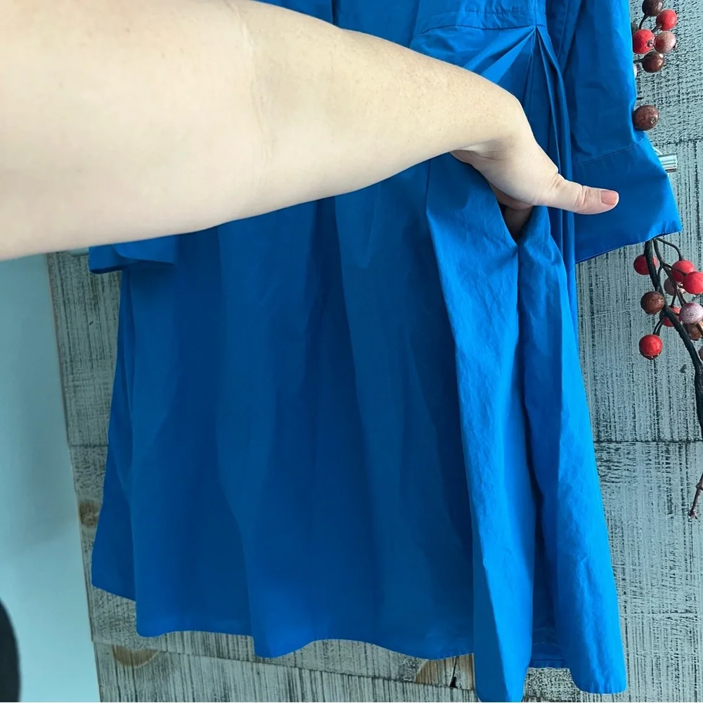 COS Community Of Style Pleated Cotton
Shirtdress Long Sleeve Royal Blue Size 14 - Picture 5 of 8